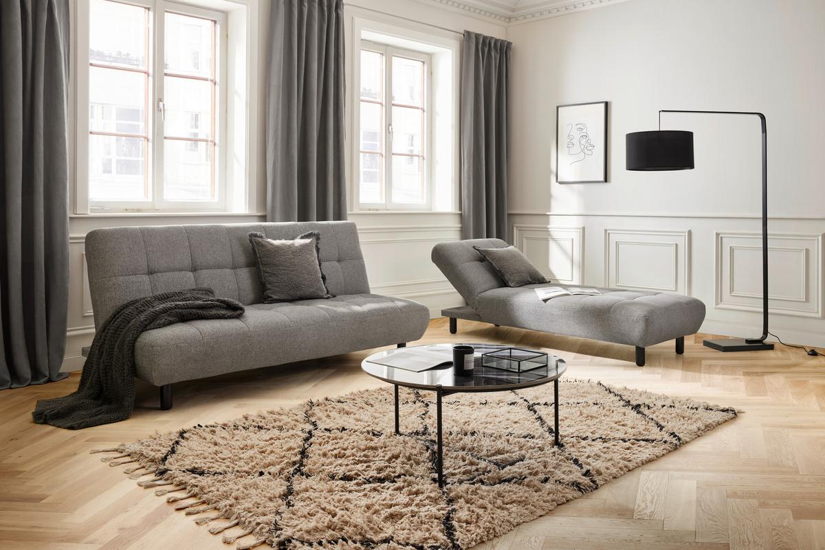 Schlafsofa Camilla Hellgrau Webstoff - Dunkelbraun/Hellgrau, MODERN, Holz/Textil (186/90/106cm) - Bessagi Home