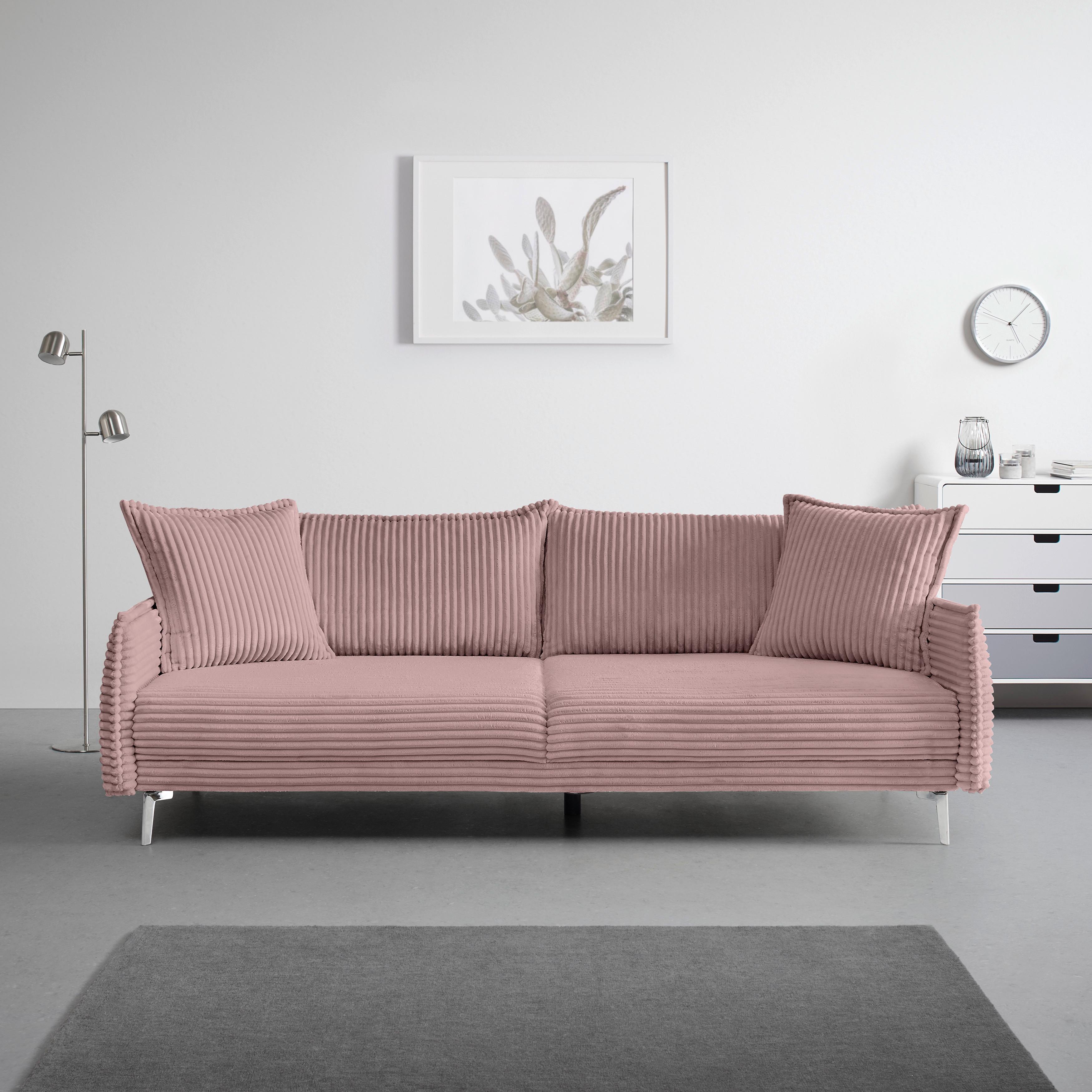 Mega Sofa Kiss - boje kroma/prljavo ružičasta, Moderno, drvo/metal (241/90/117cm) - Mömax