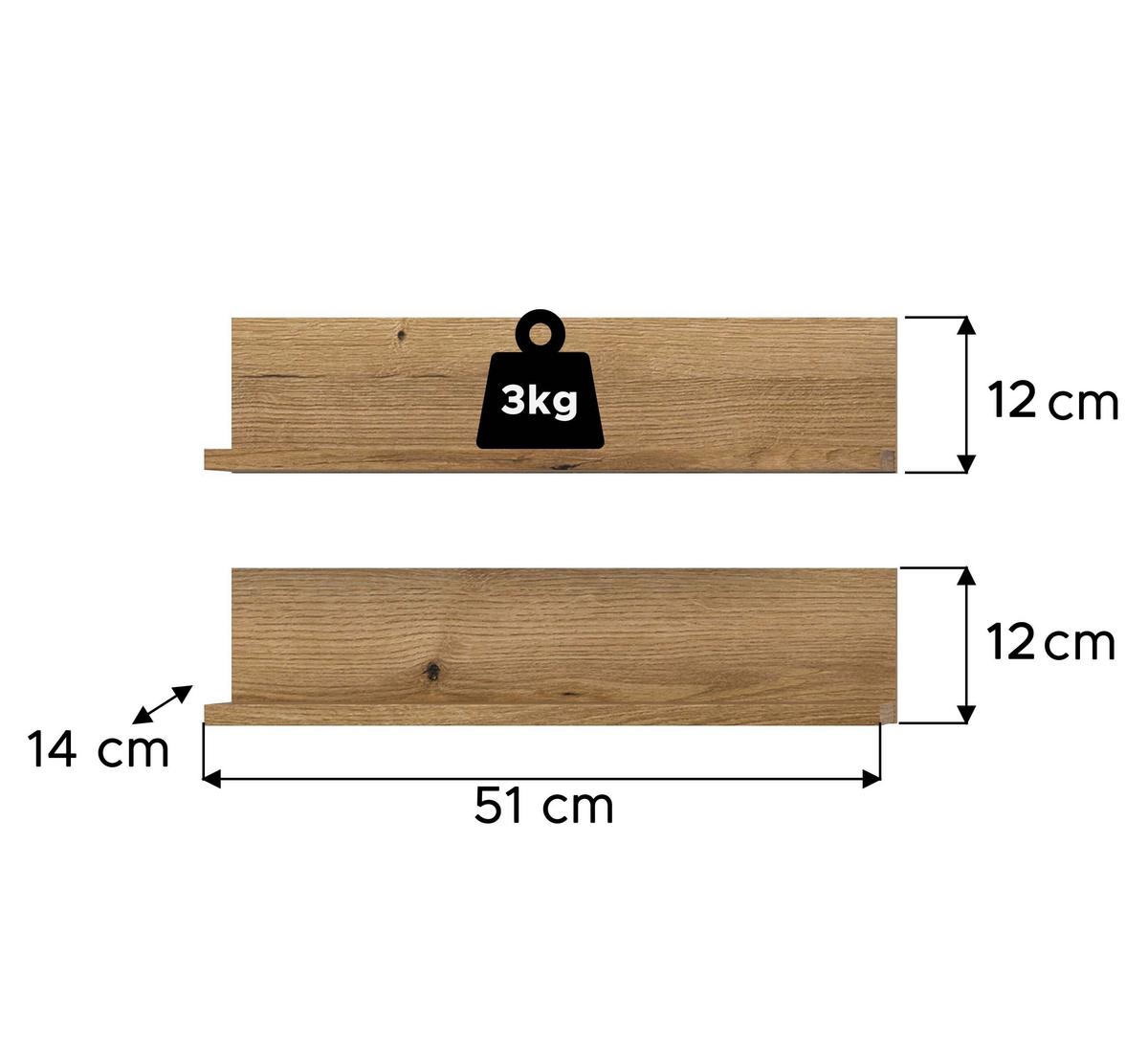 Badezimmer Aqua Eichefarben - Eichefarben, Trend, Holzwerkstoff (51/12/14cm) - MID.YOU