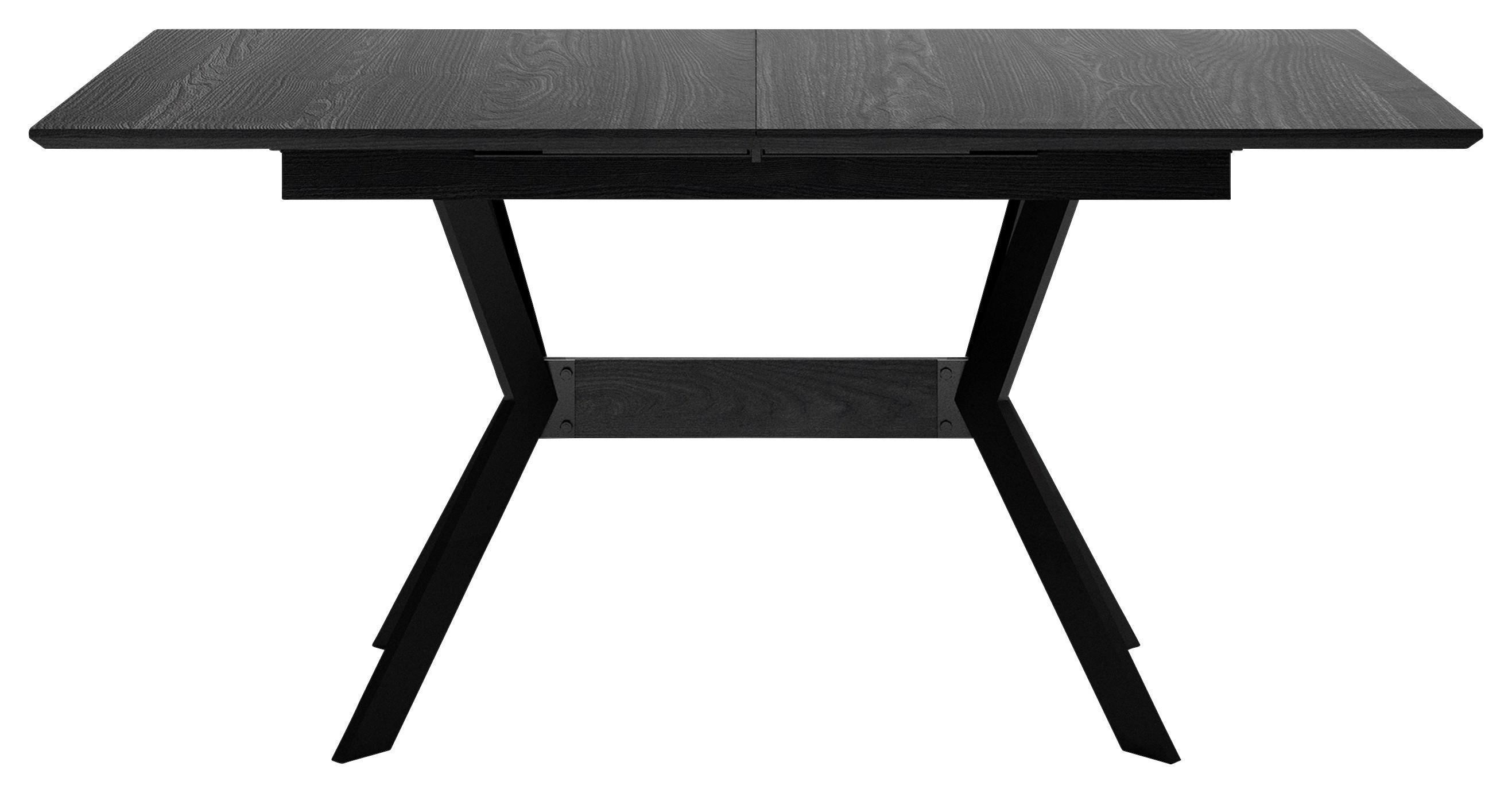 Ausziehtisch Dominique Giga in Schwarz/Eiche - Eichefarben/Schwarz, Modern, Holzwerkstoff/Metall (140-180/90/75cm) - Mömax