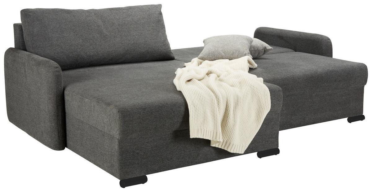 Sedežna Garnitura Lyon C, Temno Siva, Ležišče, Predal - temno siva/črna, Moderno, umetna masa/tekstil (242/102/167cm) - Mömax