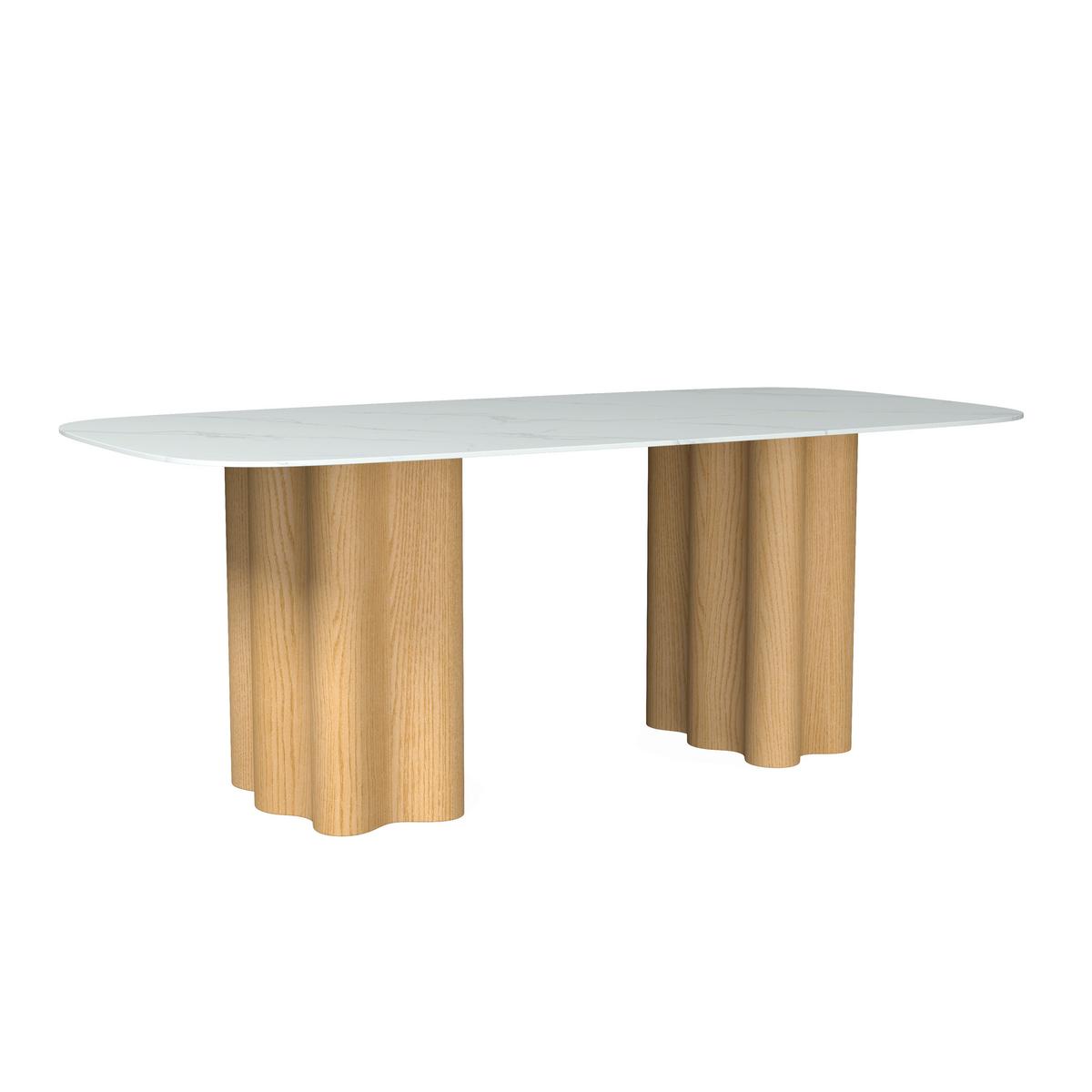 Étkezőasztal Elenya - tölgyfa színű/fehér, Modern, faalapú anyag/kő (200/76/100cm) - Bessagi Home