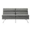 Schlafsofa Lia Hellgrau Lederlook - Chromfarben/Hellgrau, MODERN, Holz/Textil (171/112/53cm) - Bessagi Home