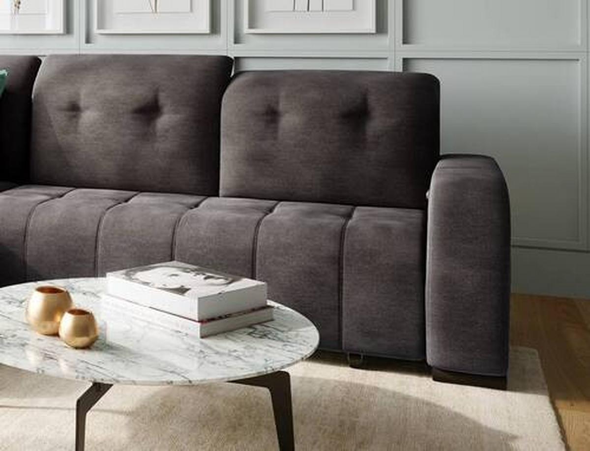 Wohnlandschaft Vicari Anthrazit Mikrofaser - Anthrazit/Schwarz, MODERN, Textil/Metall (292/185cm) - Livetastic