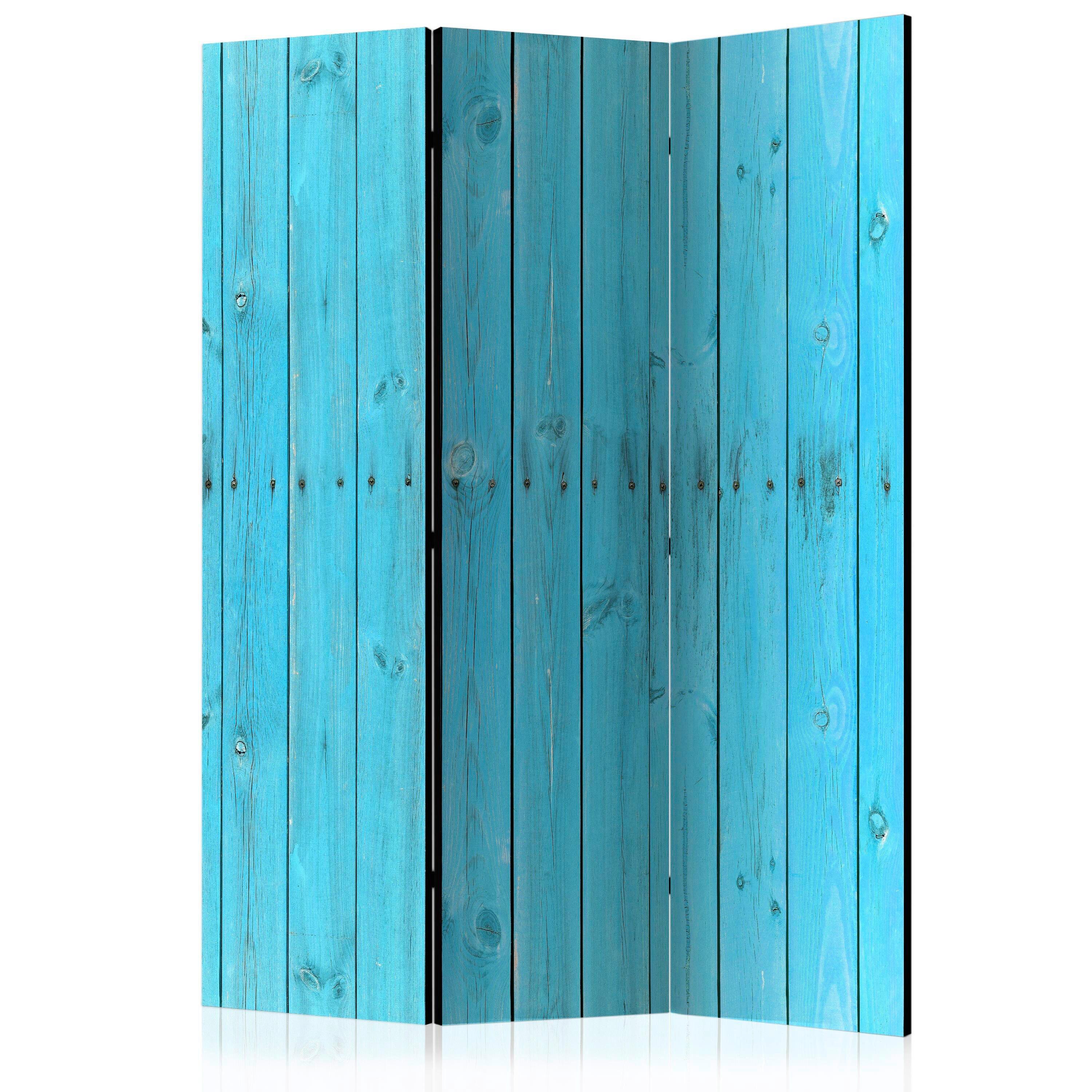 Paravan The Blue Boards, 3-Delni, Enostranski - svetlo modra, Basics, tekstil/les (135/172/3cm) - artgeist