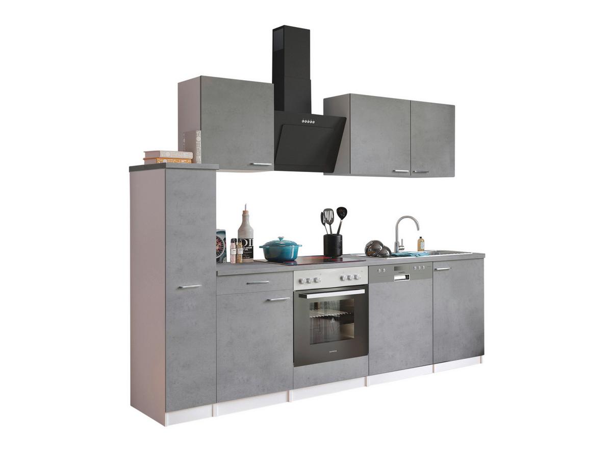 Küchenblock Malia m. Geräten Grau/Weiß - Edelstahlfarben/Weiß, Basics, Holzwerkstoff/Metall (250cm) - Respekta