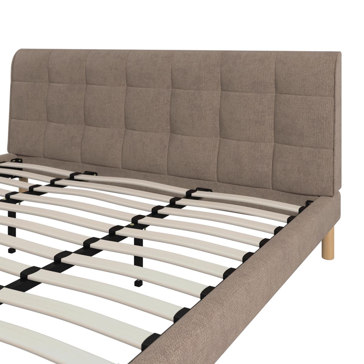 Oblazinjena Postelja Mara - sivobež/naravne barve, Moderno, kovina/tekstil (180/200cm) - Bessagi Home