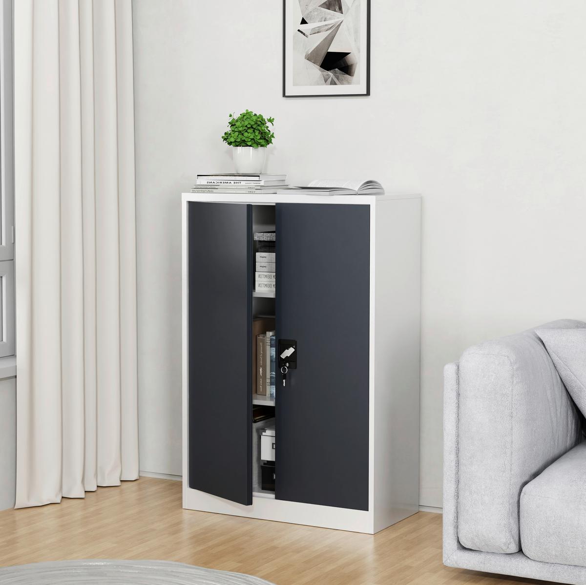 Aktenschrank Malivo - Weiss/Anthrazit, Konventionell, Metall (80/120/40cm) - MID.YOU