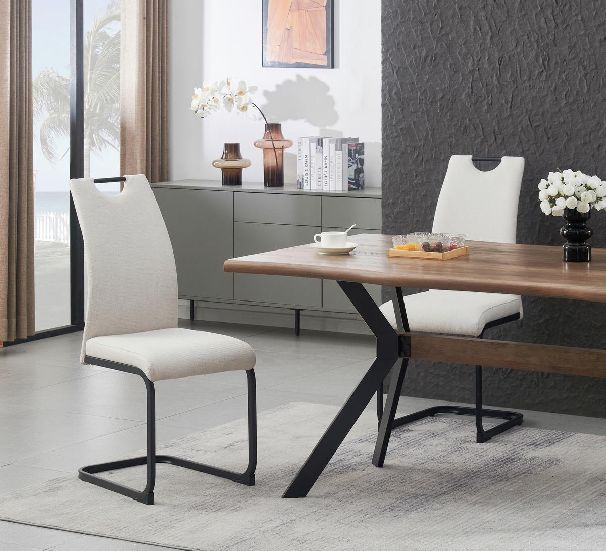 Set Nihajnih Stolov Hanna, Krem Barva, 2 Kos - črna/krem barve, Moderno, kovina/tekstil (43/98/59cm) - MID.YOU