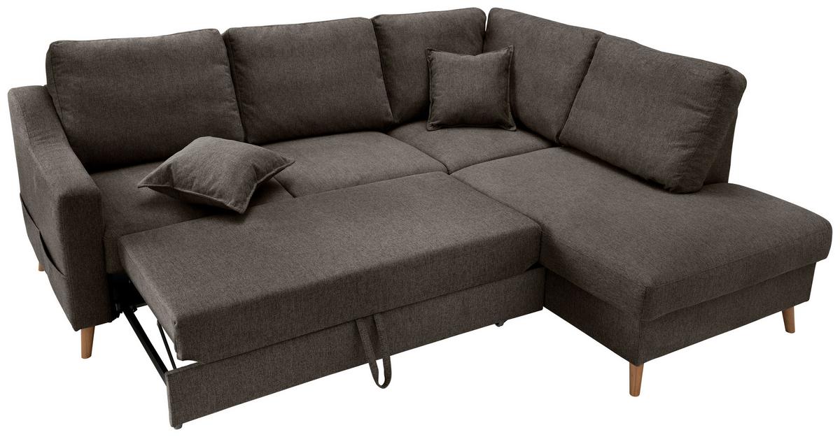 Wohnlandschaft Valentina Braun Struktur - Braun/Naturfarben, KONVENTIONELL, Holz/Textil (230/200cm) - P & B