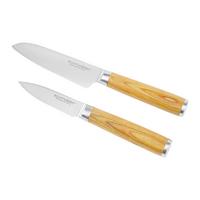 Set Nožev Aleyna, 2-Delni - srebrne barve/rjava, Moderno, kovina - Echtwerk