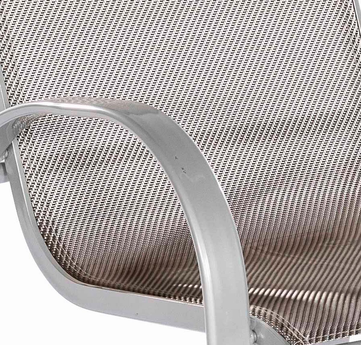 Gartensessel 2er-Set stapelbar Amalfi Metall/Textil - Silberfarben/Braun, KONVENTIONELL, Textil/Metall (56/97/76cm) - Gardenson