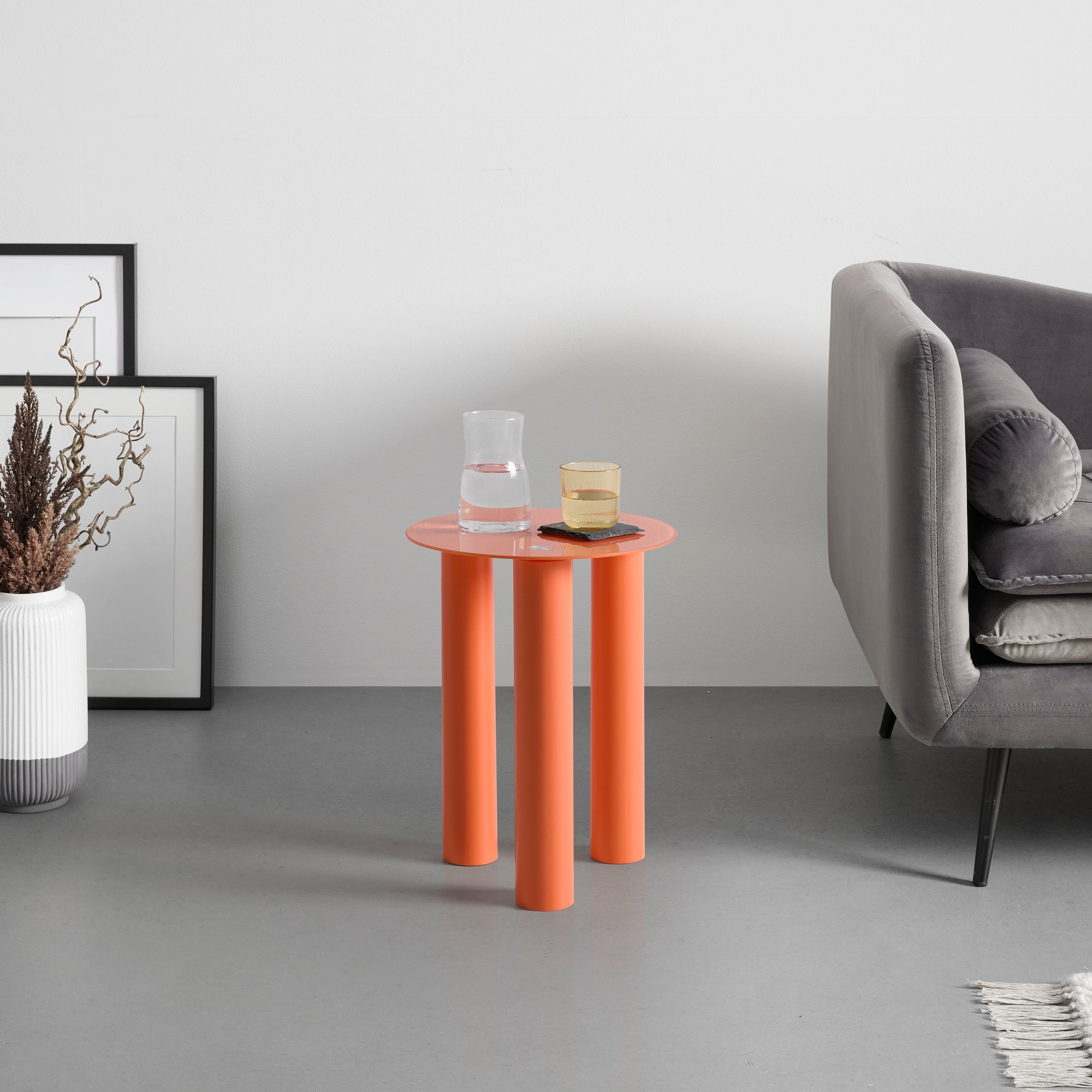 Beistelltisch Largo Orange - Orange, LIFESTYLE, Glas/Holz (35/47/35cm) - Premium Living