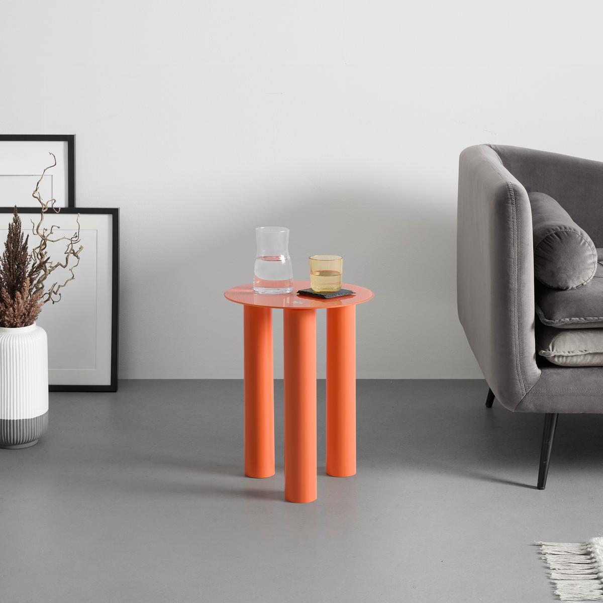 Kisasztal Largo - narancs, Lifestyle, Üveg/fa (35/47/35cm) - Premium Living