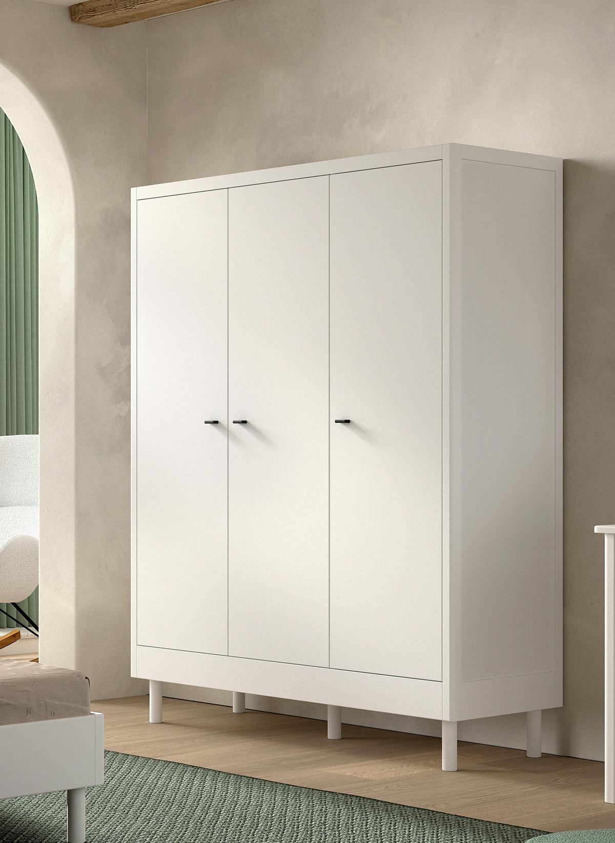 Drehtürenschrank FORREST Weiß - Schwarz/Weiß, MODERN, Holz/Metall (145,8/190/55cm) - Vipack