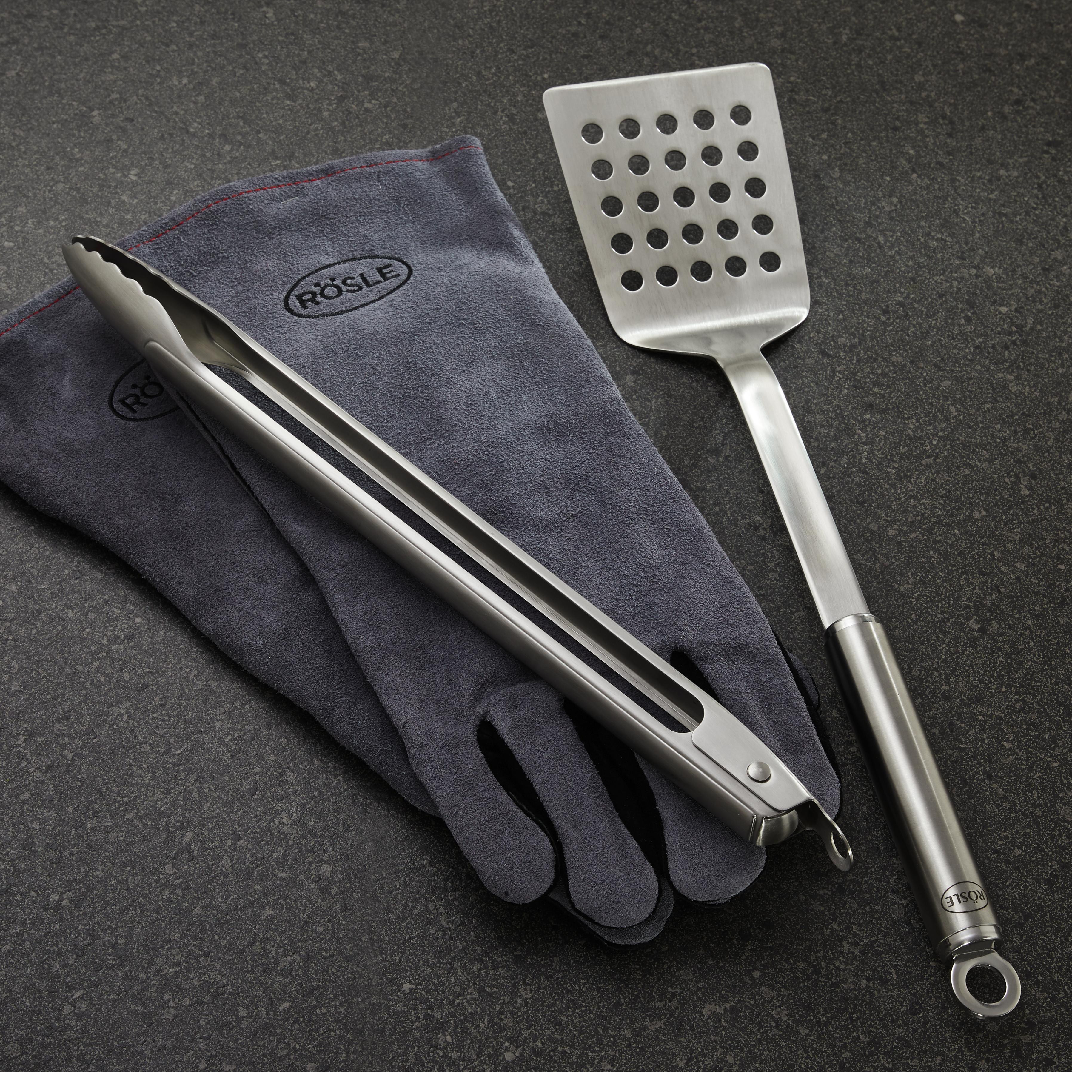 Grillbesteck Rösle 3-teilig - Edelstahlfarben, MODERN, Metall (48,5/18,7/7,3cm) - Rösle