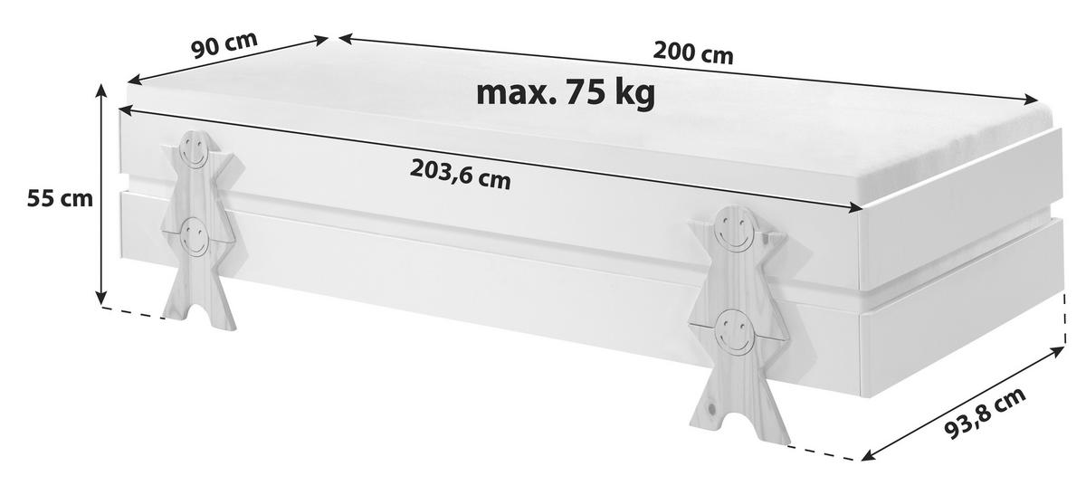 Stapelbett Modulo Weiß - Weiß, MODERN, Holz/Holzwerkstoff (90/200cm) - Vipack