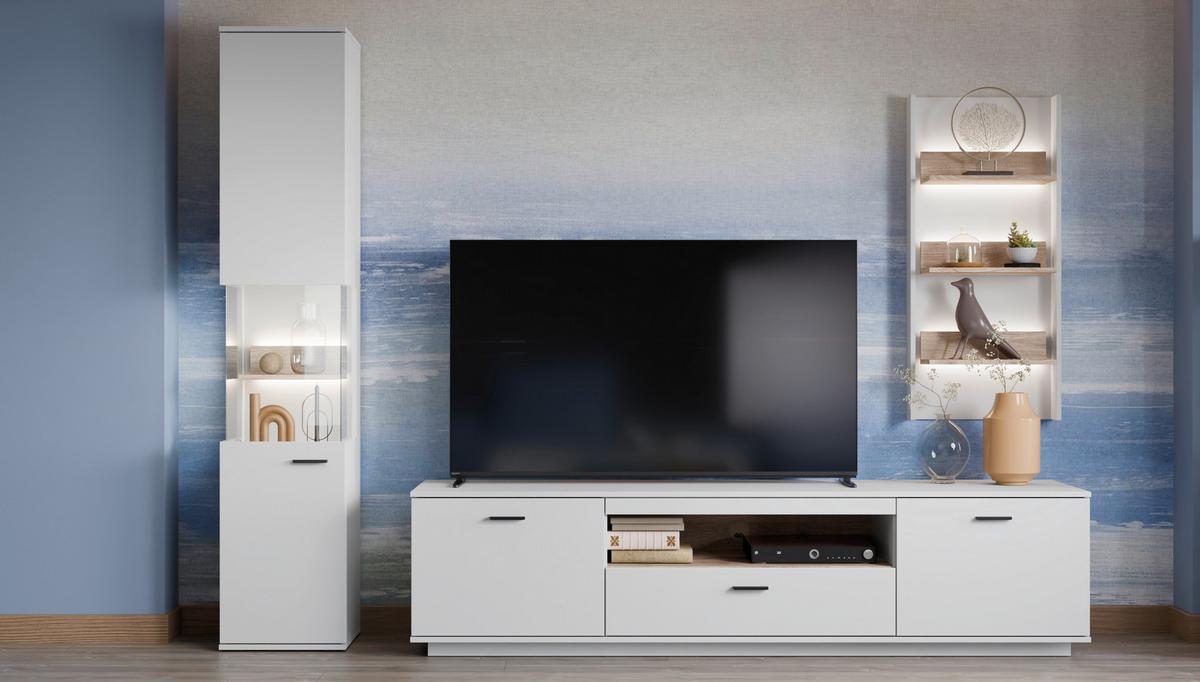 Cotia New Zidna Polica - bijela/boje hrasta, Moderno, drvni materijal (50/108/19,8cm) - Modern Living