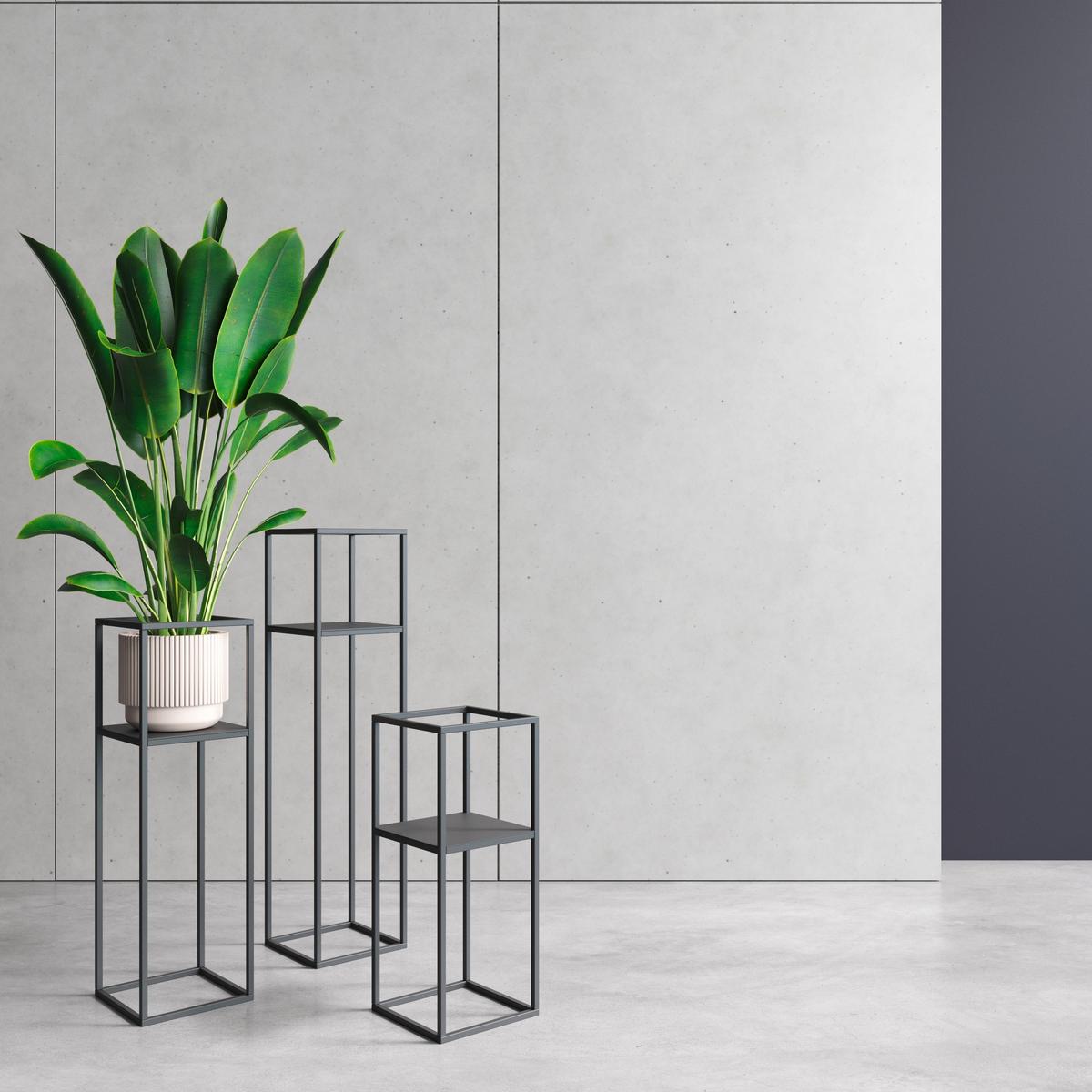 Blumenständer Schwarz - Schwarz, Basics, Metall (19/77/19cm)