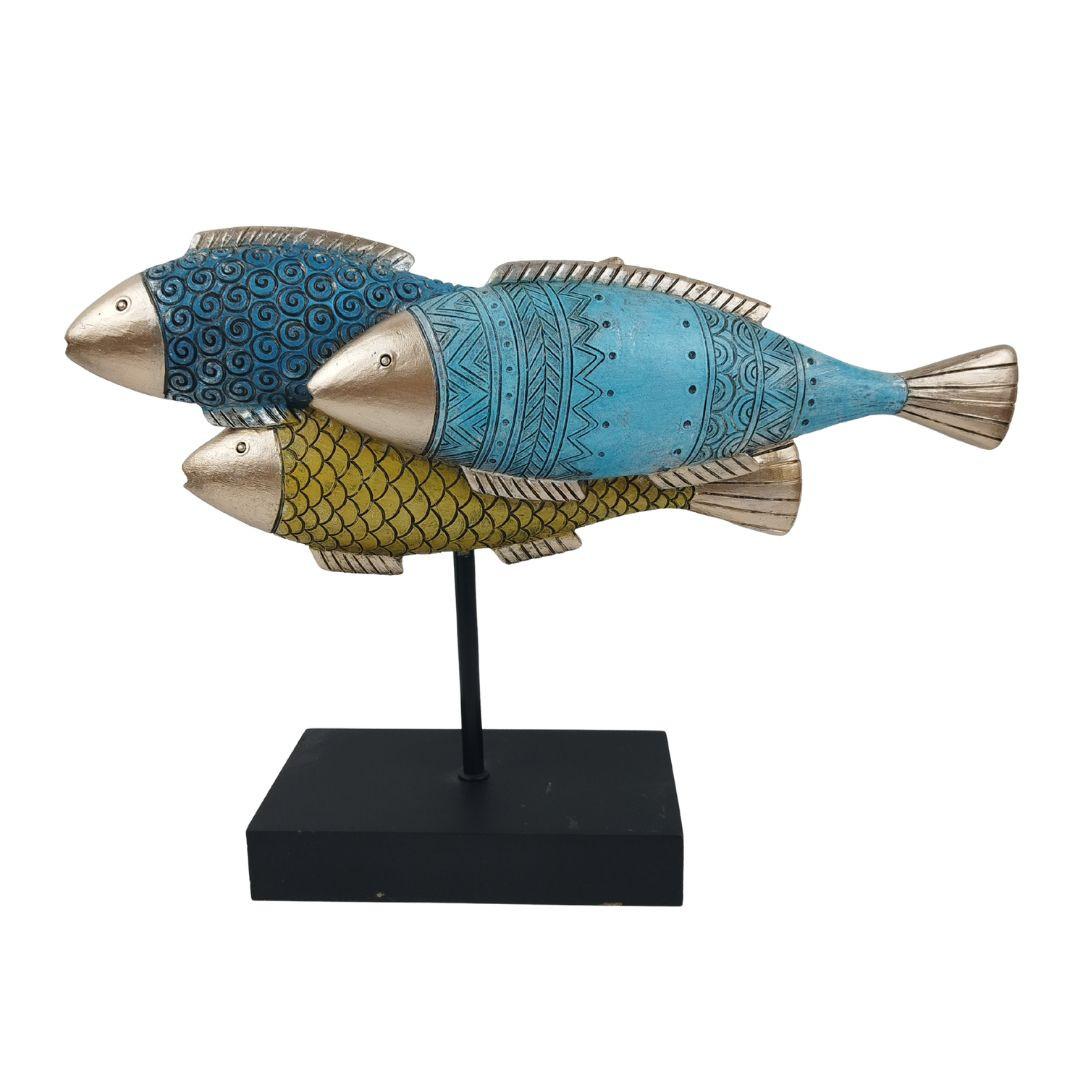 Dekor Hal Pescador - aranyszínű/kék, műanyag (30/7,5/21,5cm)