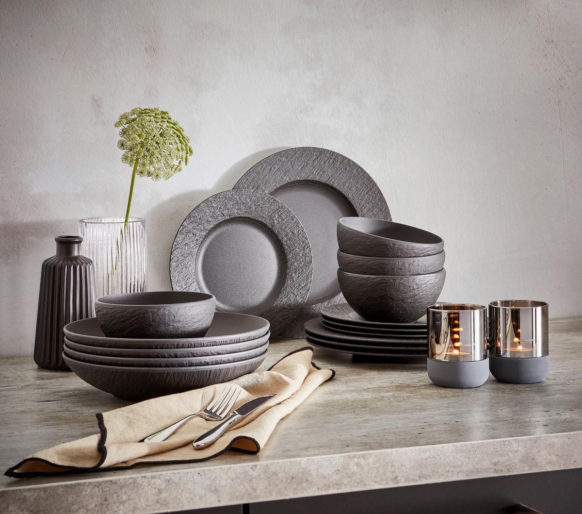 SERWIS OBIADOWO-ŚNIADANIOWY MANUFACTURE ROCK VILLEROY&BOCH - czarny, Design, ceramika - Villeroy & Boch