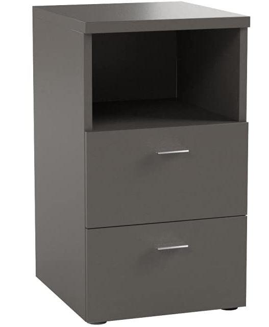 SZAFKA NOCNA COLIMA 1 - czarny/szary, Basics, materiał drewnopochodny/tworzywo sztuczne (35/62/40cm) - Carryhome