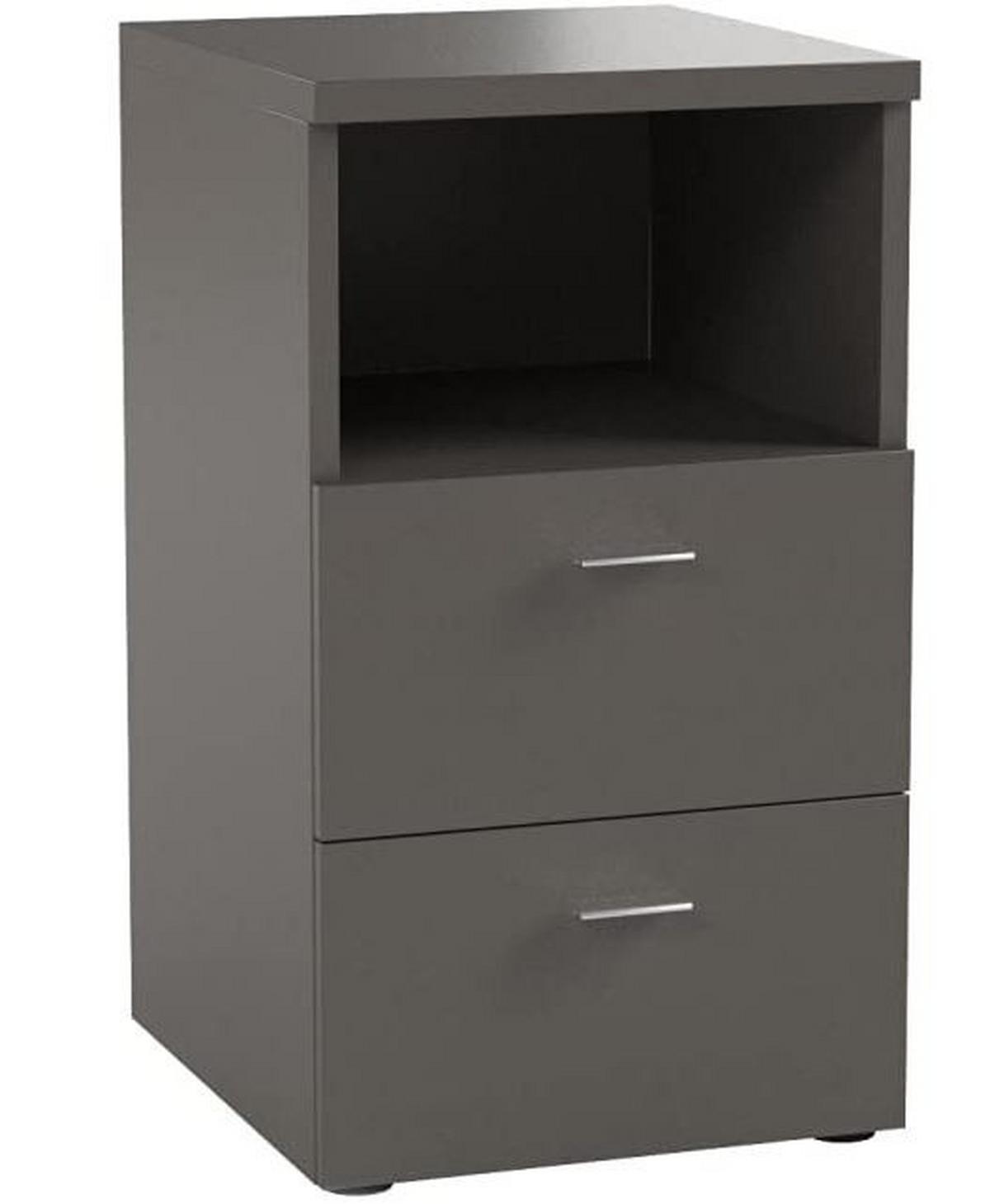 SZAFKA NOCNA COLIMA 1 - czarny/szary, Basics, materiał drewnopochodny/tworzywo sztuczne (35/62/40cm) - Carryhome