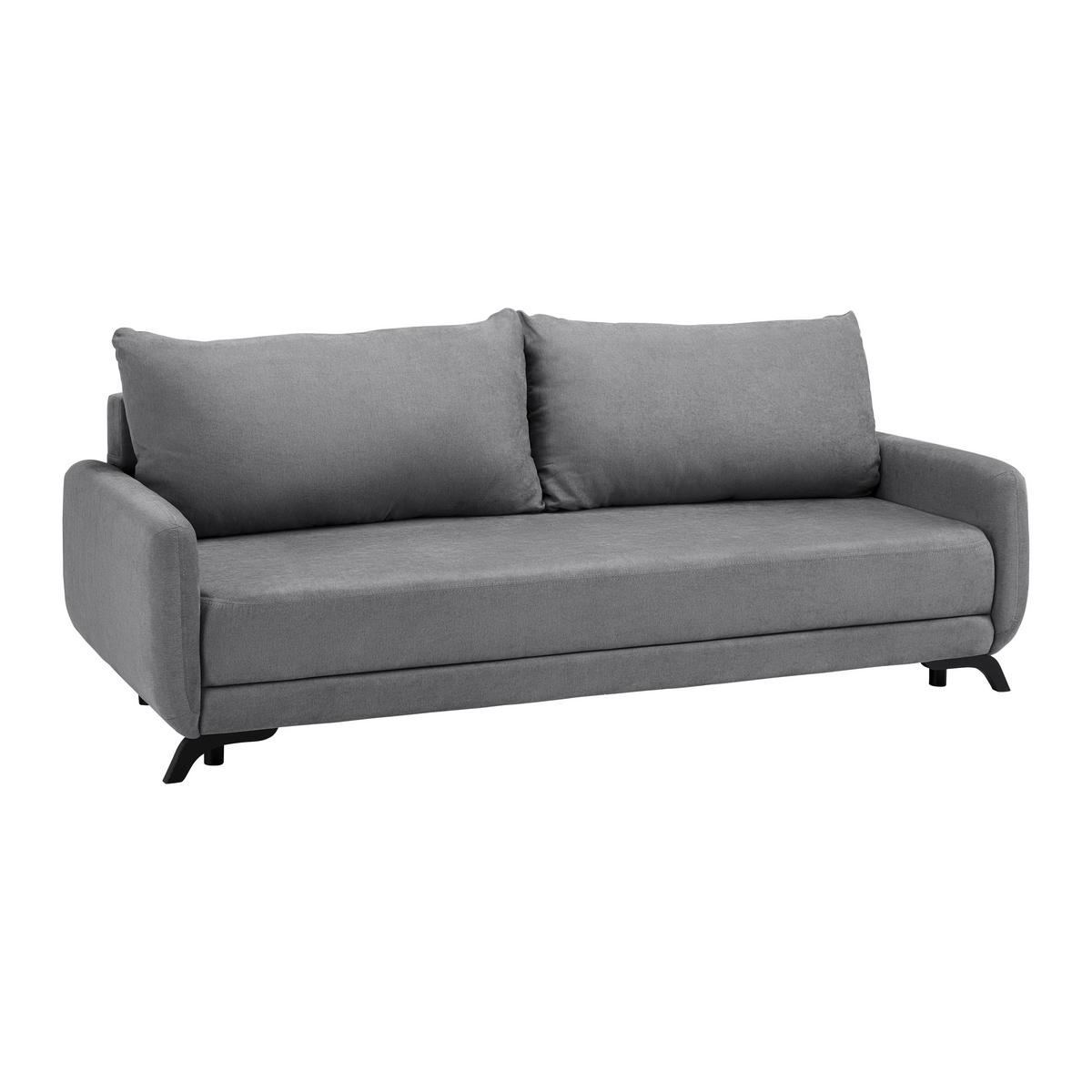 SOFA Z FUNKCJĄ SPANIA OLIVER - czarny/szary, Modern, drewno/tkanina (220/74/93cm) - Bessagi Home