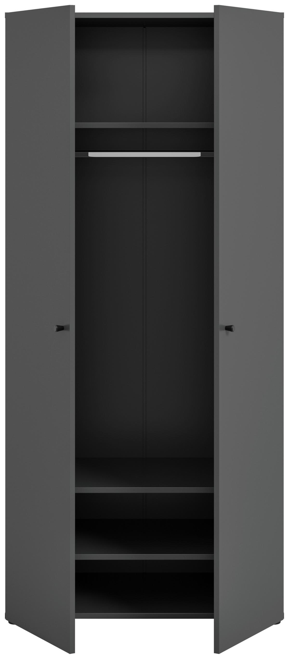 Drehtürenschrank DARWIN ca.80x176x51cm Anthrazit - Anthrazit/Schwarz, MODERN, Holzwerkstoff/Kunststoff (80/176/51cm) - MID.YOU