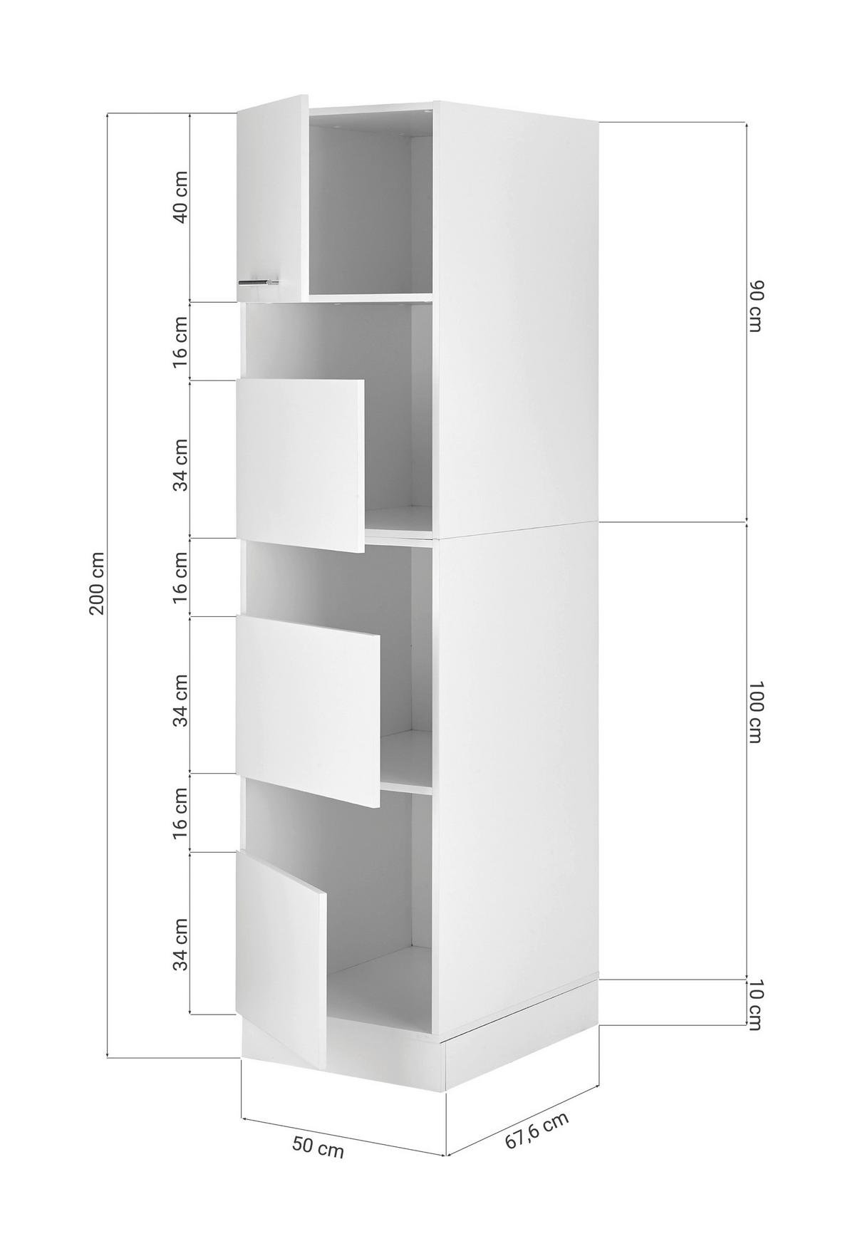 Wäscheschrank Clara Weiß B/H: ca. 50x200 cm - Edelstahlfarben/Weiß, KONVENTIONELL, Holzwerkstoff/Metall (50/200/67,6cm) - Respekta