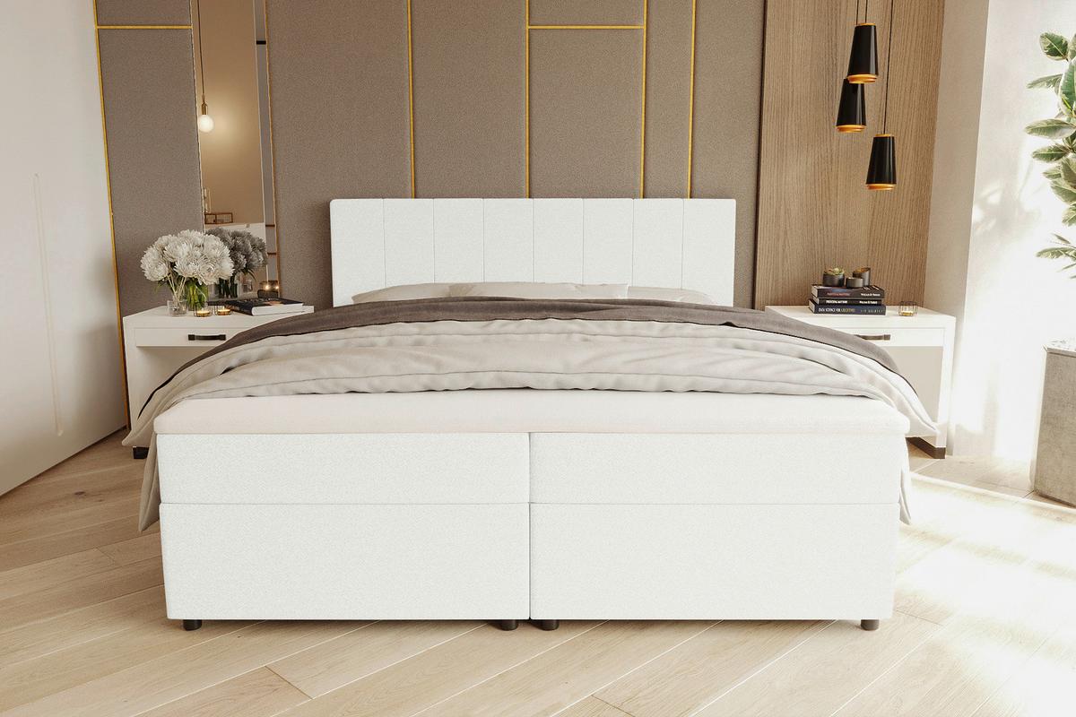Boxbett Odin Creme ca. 180x200cm - Creme/Schwarz, KONVENTIONELL, Kunststoff/Textil (180/200cm) - Based