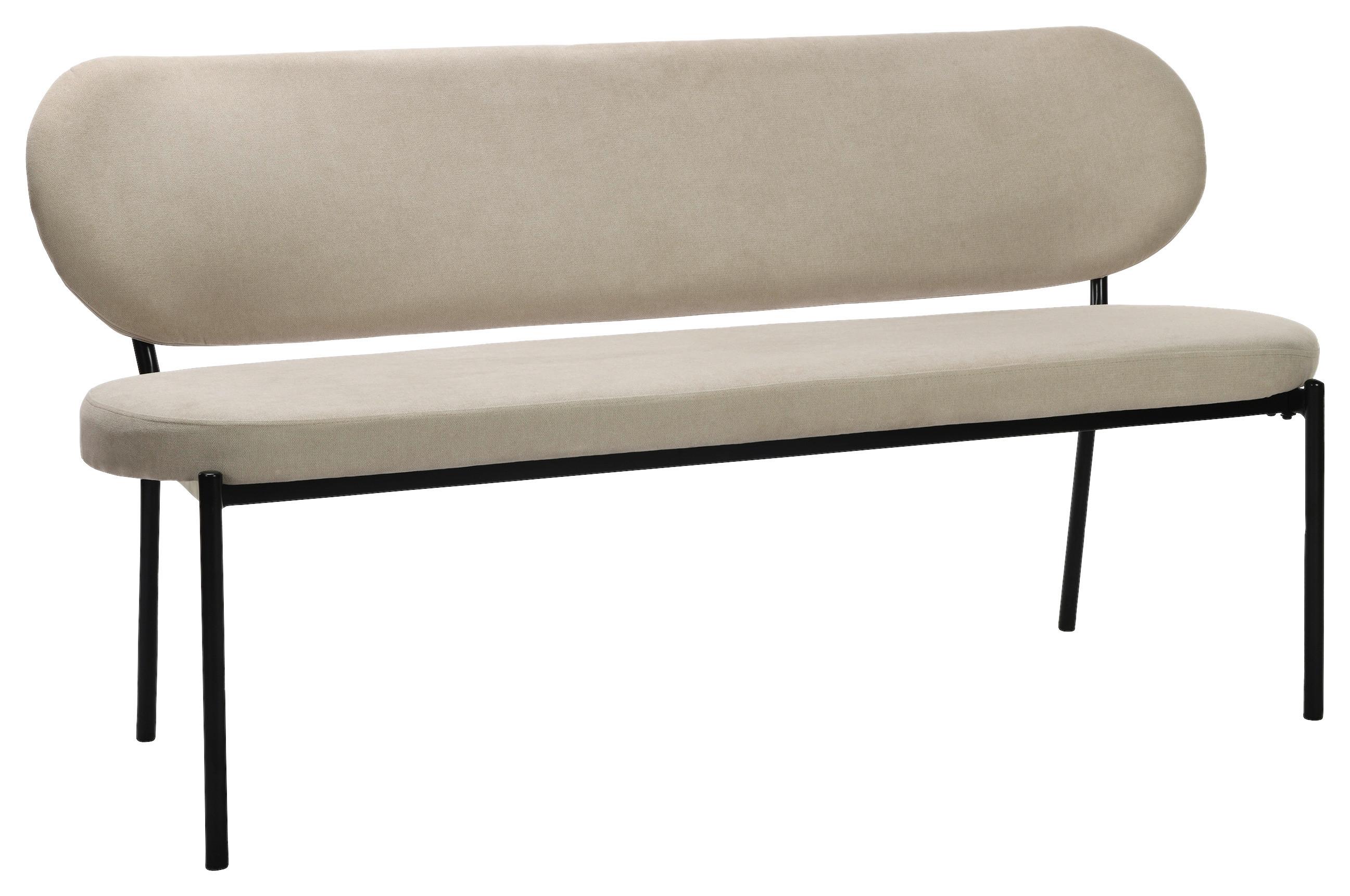 Sitzbank Jersey Taupe/Schwarz - Taupe/Schwarz, Design, Textil/Metall (160/82/62cm) - MID.YOU