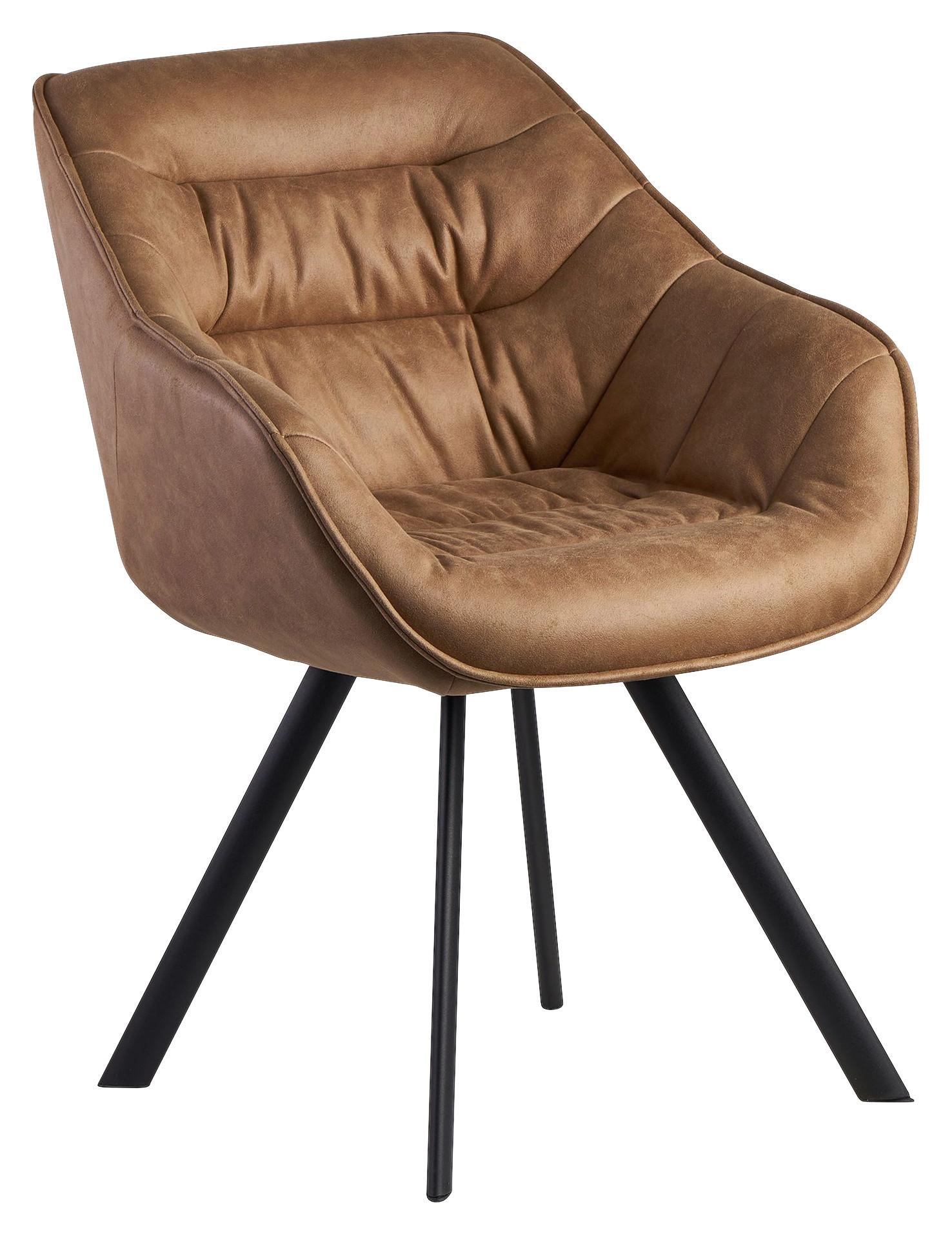 Naslanjač Wohnling - črna/bež, Moderno, kovina/tekstil (60/85/64cm) - MID.YOU