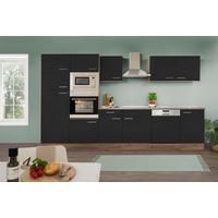 Küchenblock mit Geräten Schwarz/Eiche B: ca. 340 cm - Edelstahlfarben/Eichefarben, Design, Holzwerkstoff/Metall (340cm) - Respekta