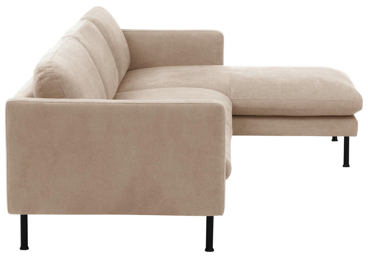 Ecksofa Nathan in Beige Flachgewebew. - Beige/Schwarz, MODERN, Textil/Metall (286/160cm) - Max Winzer