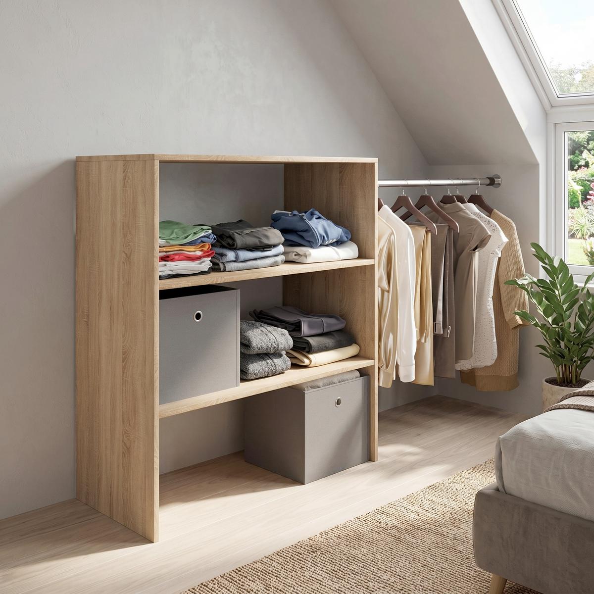 Regal Dacho, Hrast - hrast sonoma, Basics, kovina/leseni material (90/100/50cm) - MID.YOU