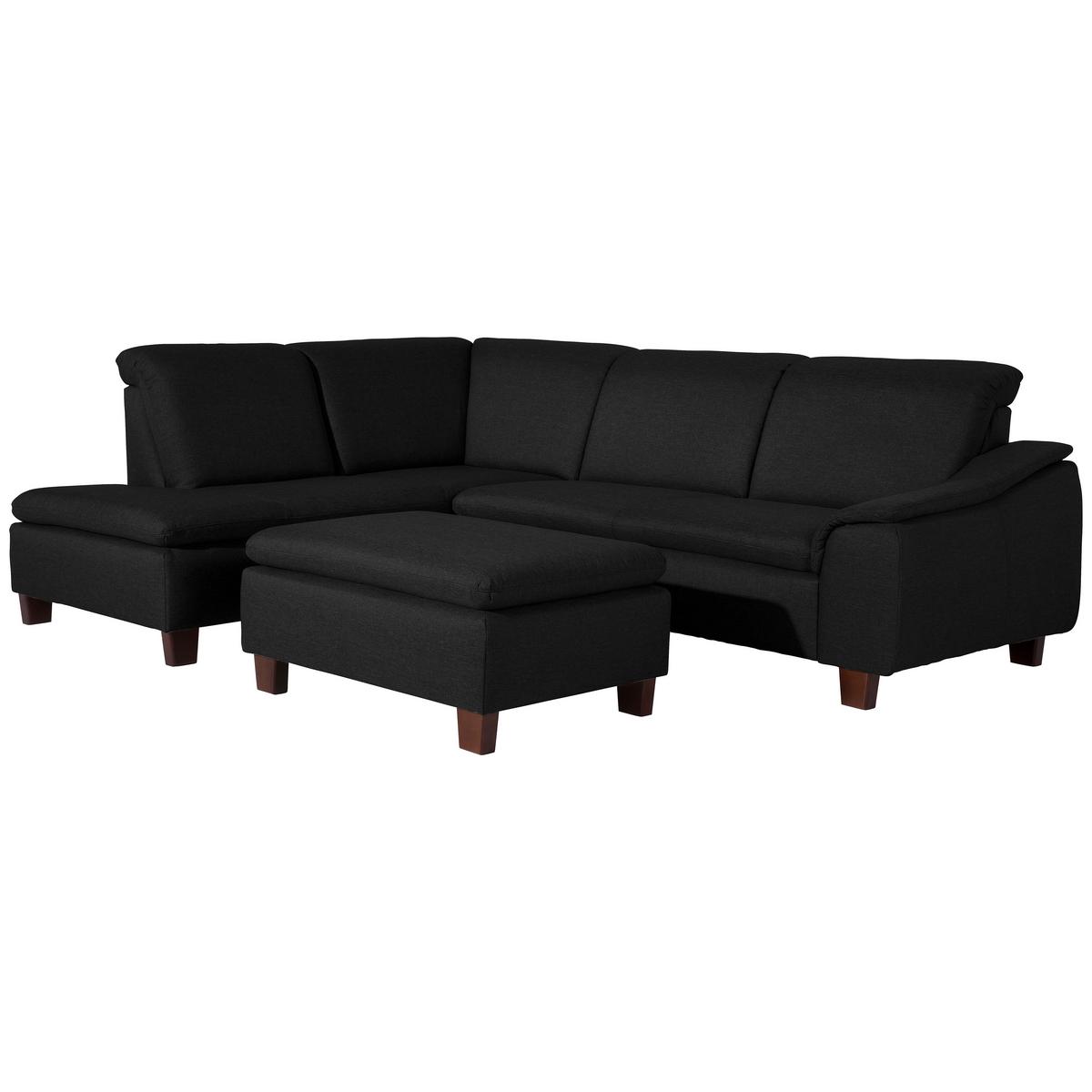 ECKSOFA AARON - Nussbaumfarben/Schwarz, Design, Holz/Textil (187/247cm) - Max Winzer