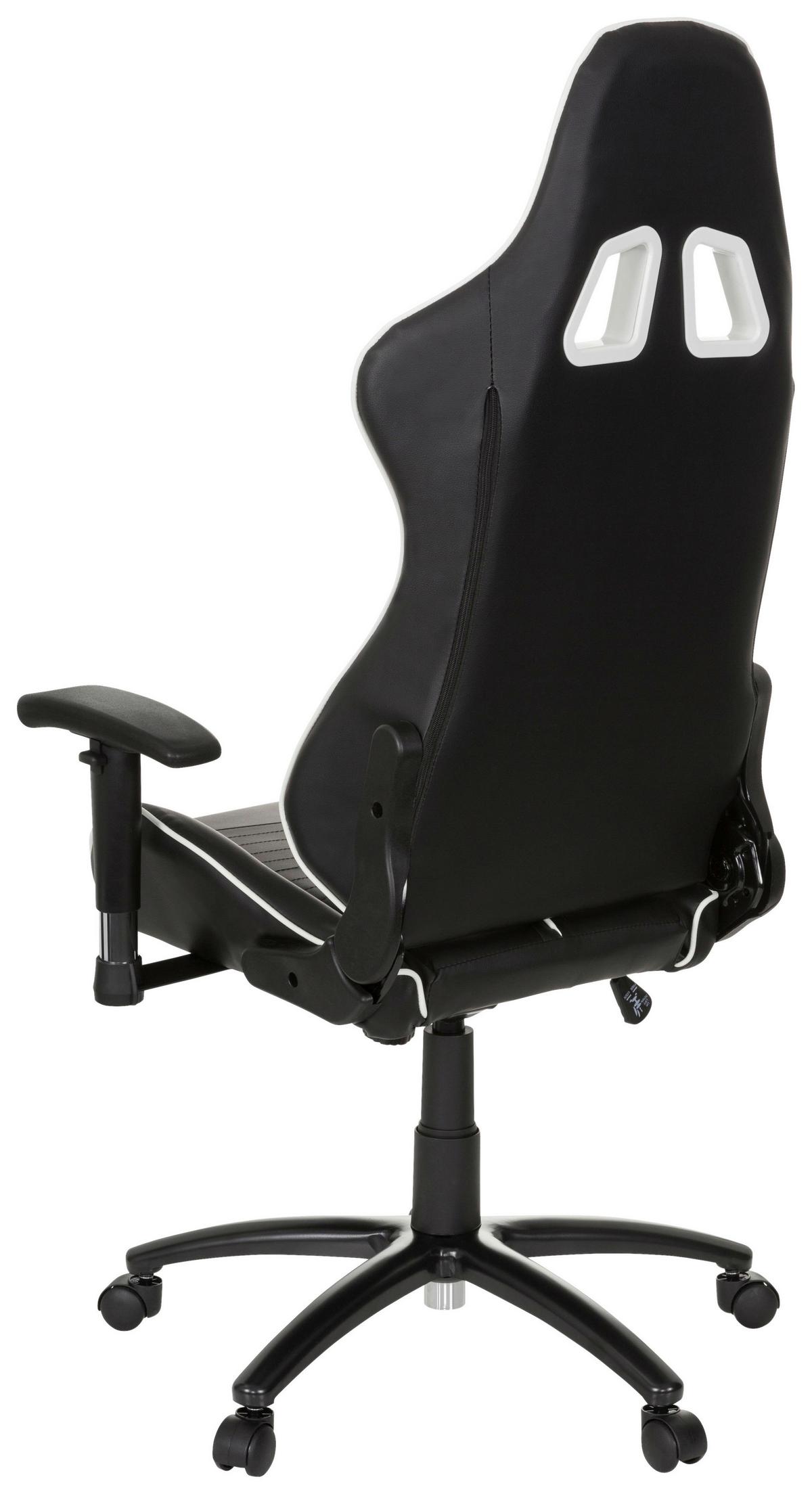 Gaming Stol League Pro, Črna, Bela - črna/bela, Moderno, kovina/umetna masa (72/138/63cm) - MID.YOU