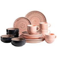 Kombiservice Spicy Market, 16-teilig - Schwarz/Rosa, Basics, Keramik - Mäser