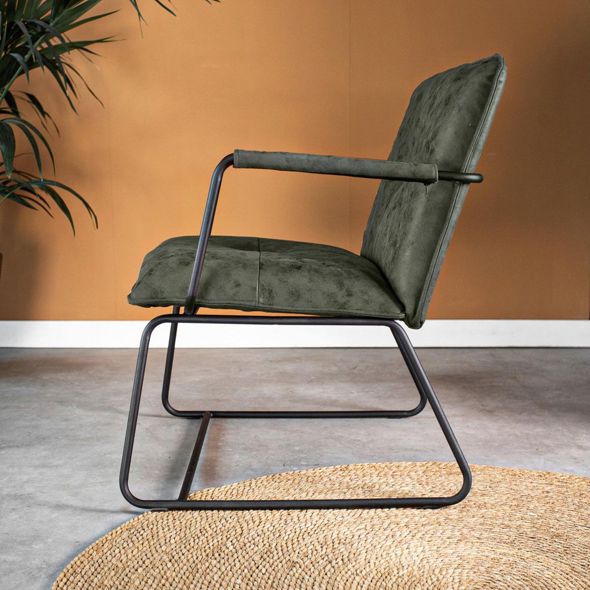 SESSEL BILBAO - Schwarz/Grün, MODERN, Textil/Metall (65/80/68cm) - MID.YOU