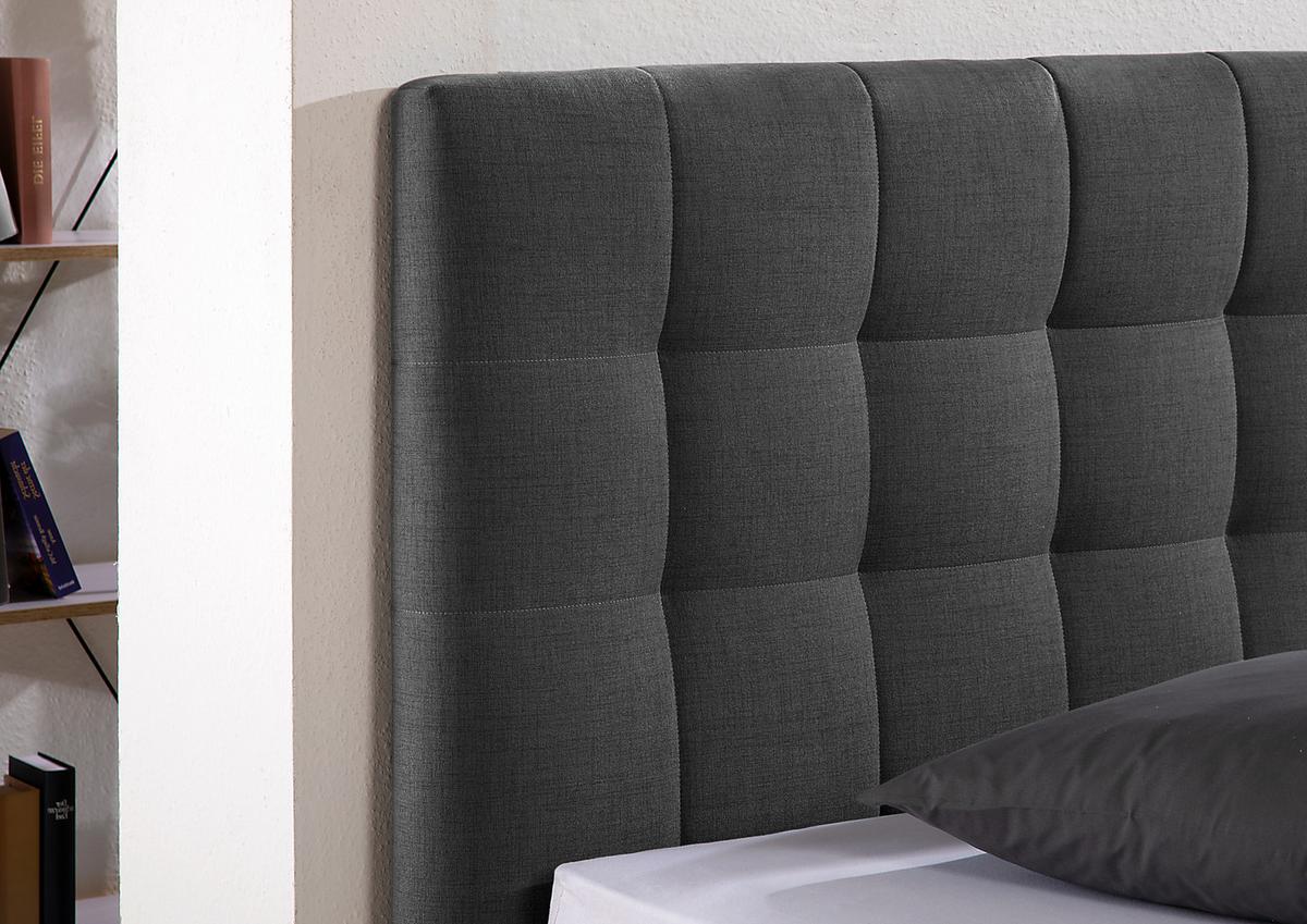 Polsterbett Maurizio Anthrazit ca. 140x200 cm - Anthrazit/Silberfarben, MODERN, Textil/Metall (140/200cm) - Livetastic