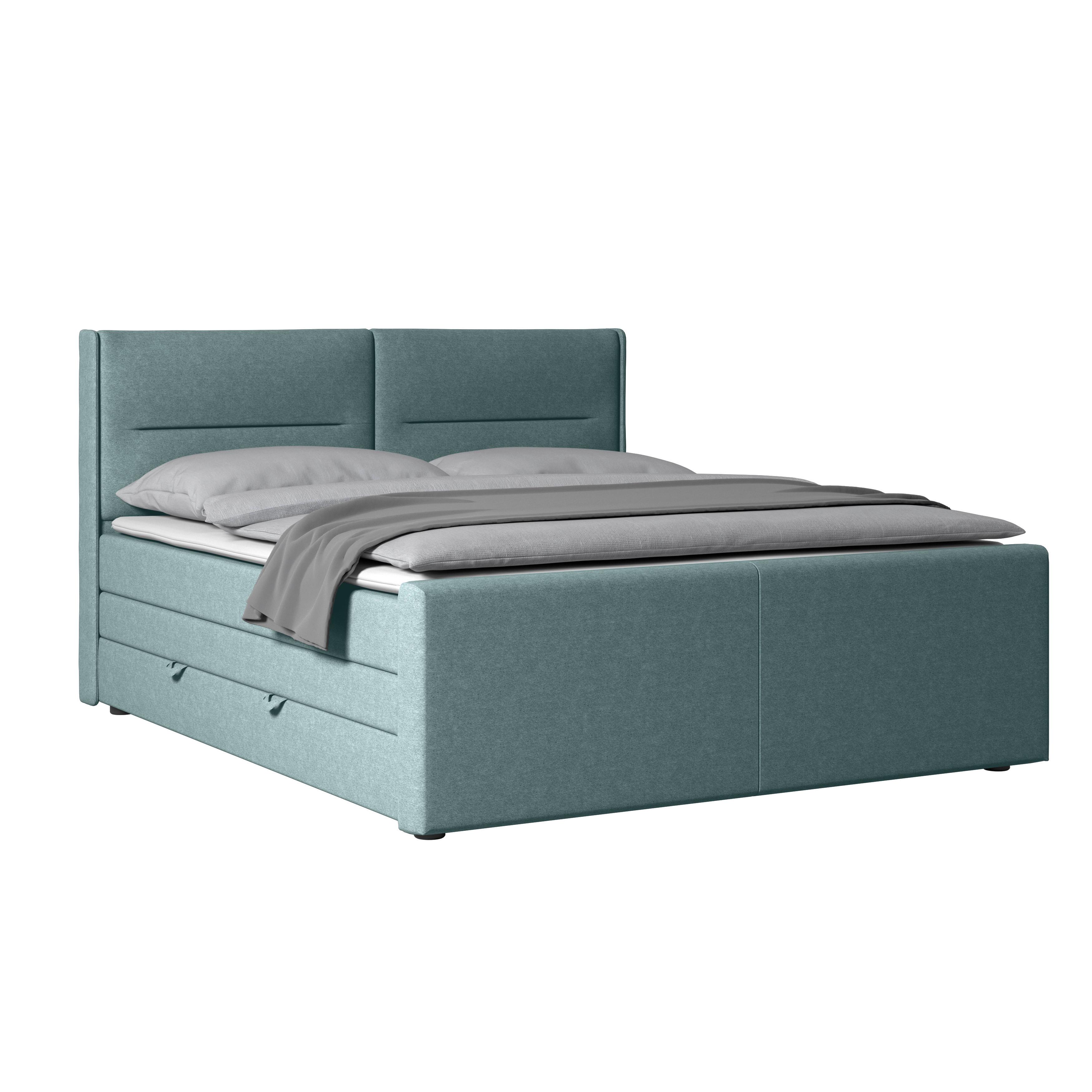 Boxspringbett Kyoto ca. 180x200 cm Blau - Blau, MODERN, Holz/Kunststoff (180/200cm) - MID.YOU