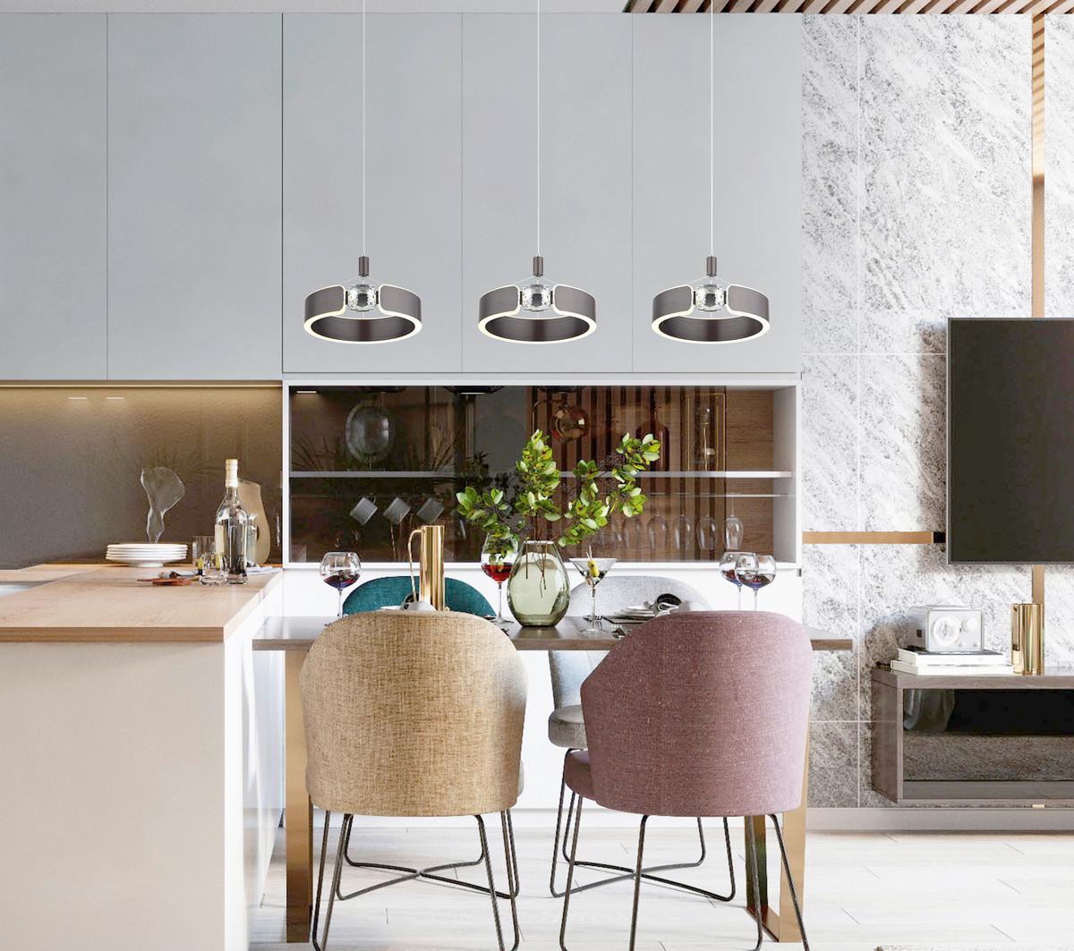 LED-HÄNGELEUCHTE 67349-3H HENDRICKS - Klar/Opal, Design, Glas/Kunststoff (86/22/125cm) - Globo