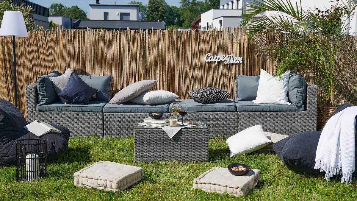 Loungegarnitur Parga in Grau - Grau, Modern, Glas/Kunststoff - Mömax