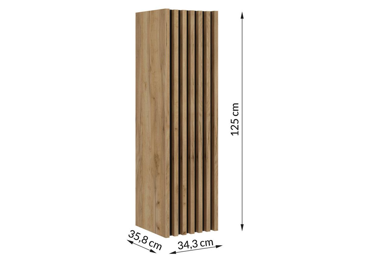 Dulap mediu Line - auriu/culoare lemn stejar, Modern, material pe bază de lemn (35/125/36cm) - Welnova