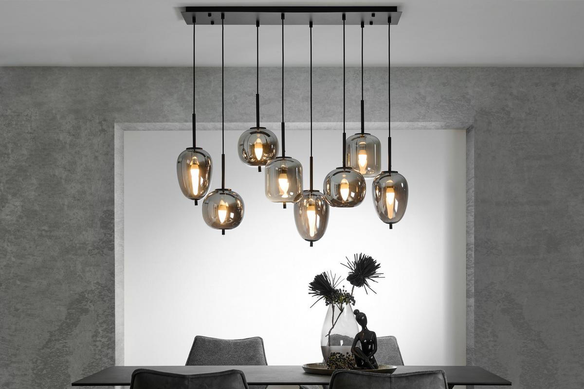 LAMPA WISZĄCA 15345-8LU BLACKY - czarny, Design, metal/szkło (94/34/120cm) - Dieter Knoll