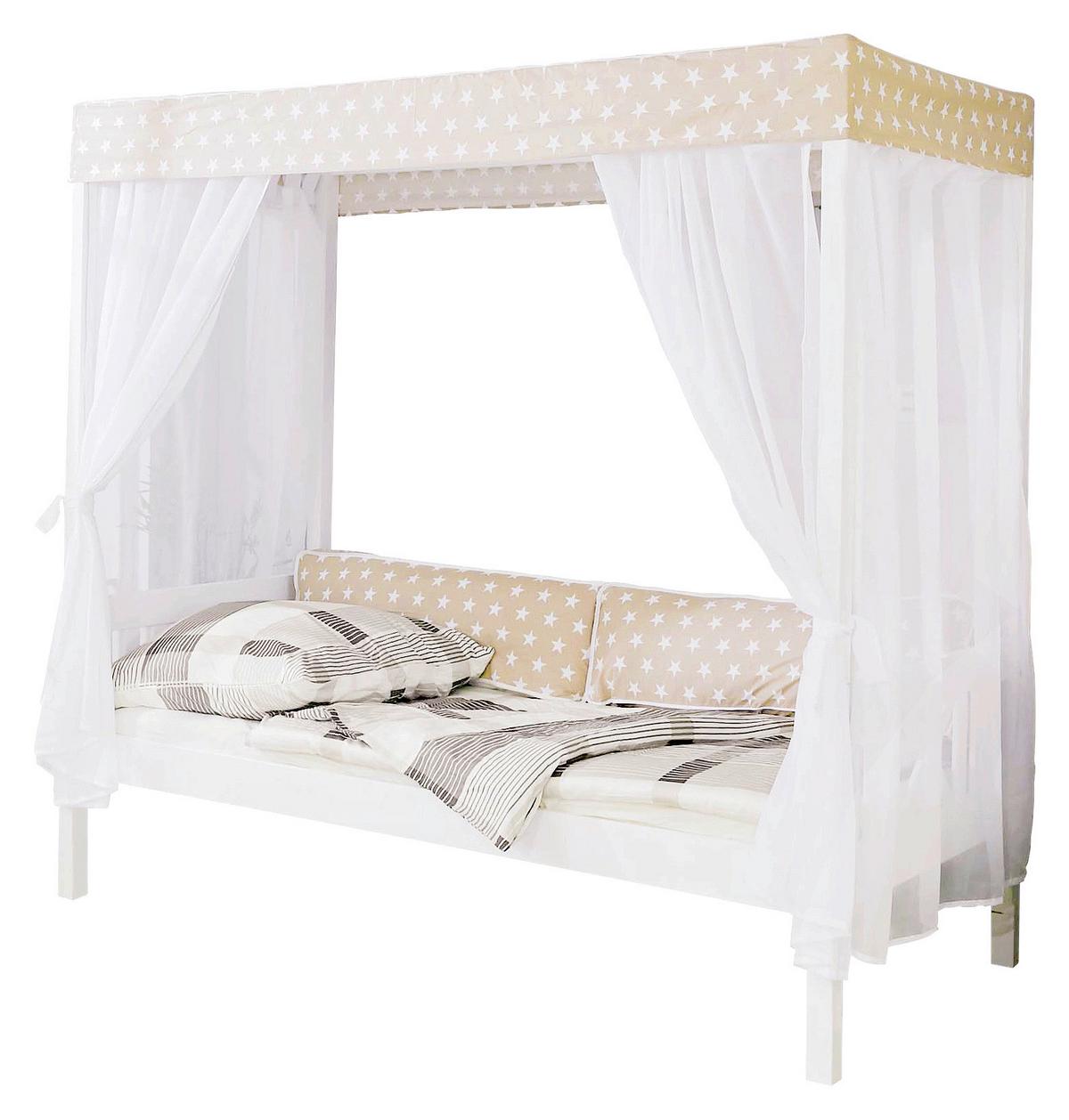 Postelja Z Baldahinom Lino, 90x200, Bela, Bež - bela/bež, Moderno, les (90/200cm) - MID.YOU