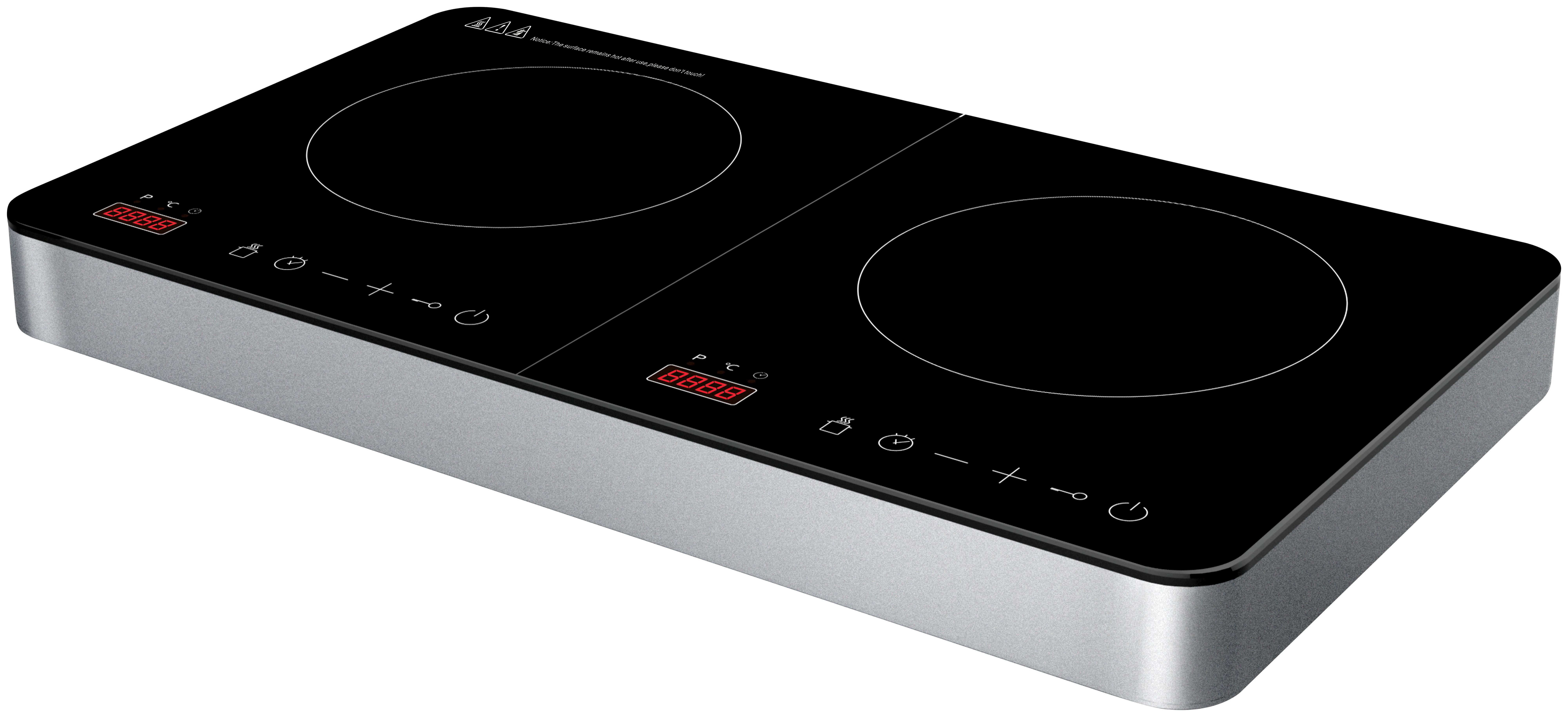 Doppelkochplatte Devin in Schwarz max. 3500 Watt - Schwarz, Romantik / Landhaus, Glas/Kunststoff (56/31/6,5cm) - Insido