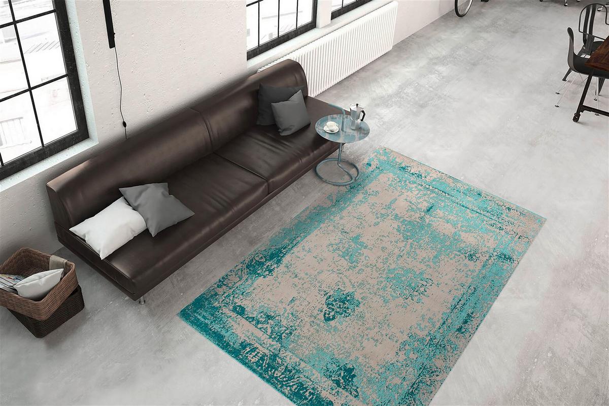 FLACHWEBETEPPICH NOSTALGIA 285 TÜRKIS - Türkis, Konventionell, Textil (120/170cm) - Kayoom