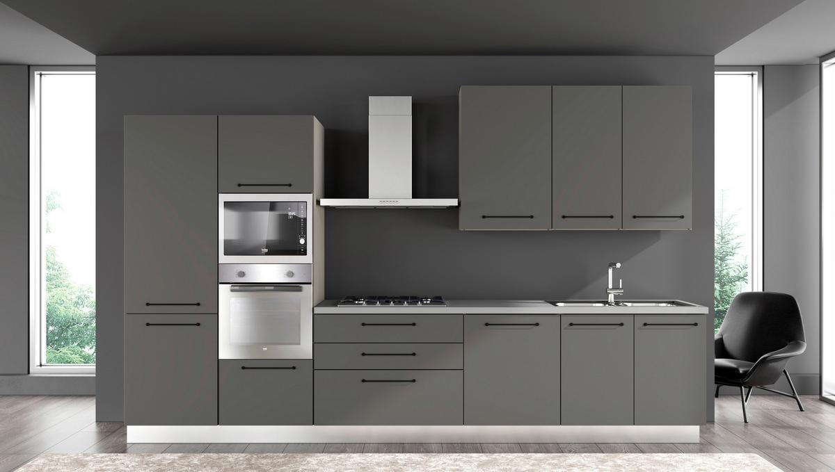 Kuhinjski Blok Line, Z Aparati, 360 Cm - siva/črna, Moderno, kovina/leseni material (360/60/216/240cm) - Mömax